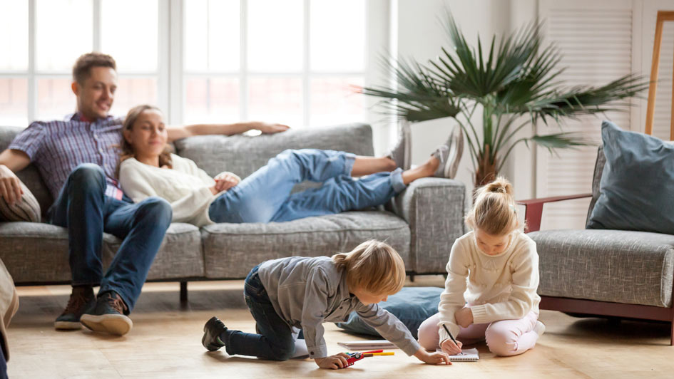 Family spending time together at home